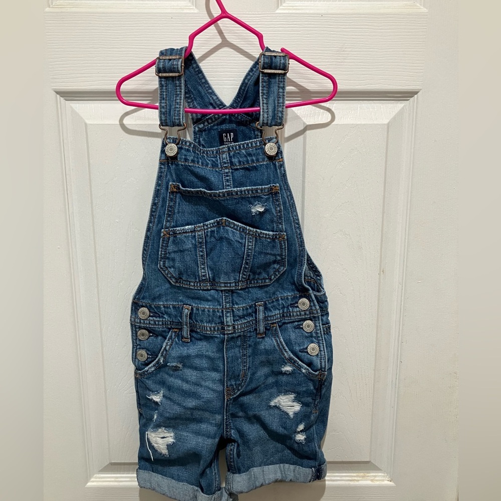 GAP Kids Distressed Blue Overalls